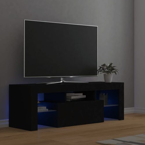 vidaXL fekete TV-szekrény LED-világítással 120 x 35 x 40 cm