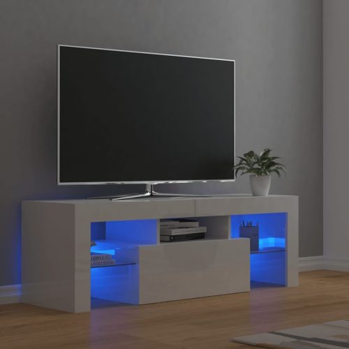 vidaXL magasfényű fehér TV-szekrény LED-lámpákkal 120 x 35 x 40 cm