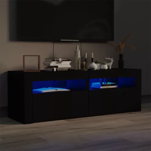 vidaXL fekete TV-szekrény LED-lámpákkal 120 x 35 x 40 cm