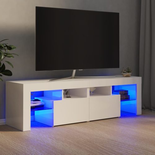 vidaXL magasfényű fehér TV-szekrény LED-lámpákkal 140 x 36,5 x 40 cm