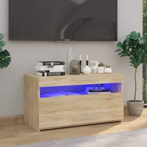 vidaXL sonoma tölgy színű TV-szekrény LED-világítással 75 x 35 x 40 cm