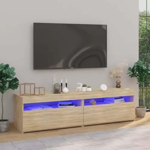 vidaXL 2 db sonoma tölgy színű TV-szekrény LED-ekkel 75 x 35 x 40 cm