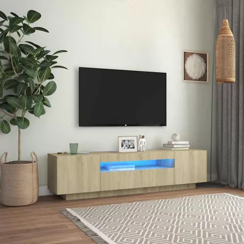 vidaXL sonoma tölgy színű TV-szekrény LED-lámpákkal 160 x 35 x 40 cm
