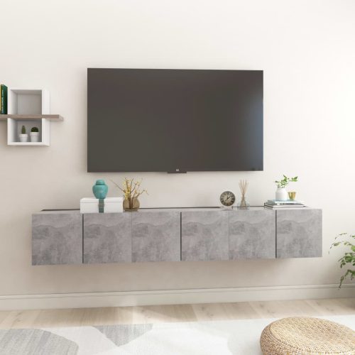 vidaXL 3 db betonszürke függő TV-szekrény 60 x 30 x 30 cm