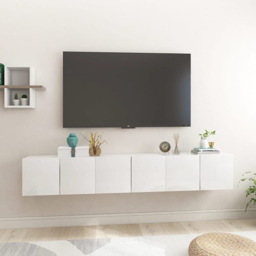 vidaXL 3 db magasfényű fehér függő TV-szekrény 60 x 30 x 30 cm