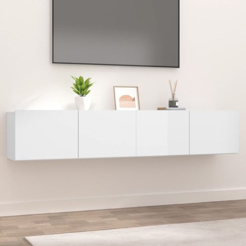 vidaXL 2 db magasfényű fehér szerelt fa TV-szekrény 80x30x30 cm