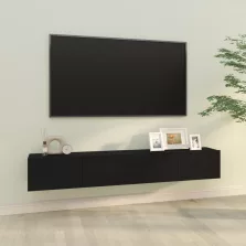   vidaXL 2 db fekete szerelt fa fali TV-szekrény 100 x 30 x 30 cm