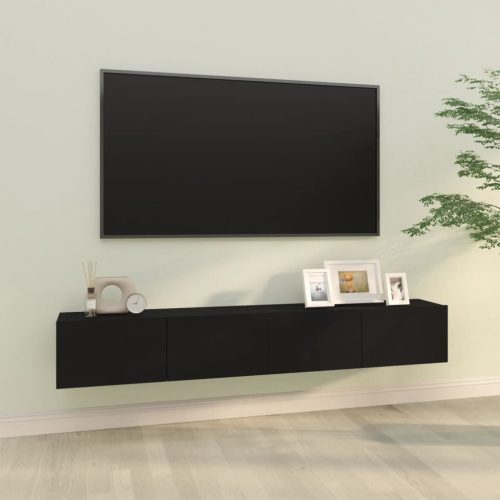 vidaXL 2 db fekete szerelt fa fali TV-szekrény 100 x 30 x 30 cm