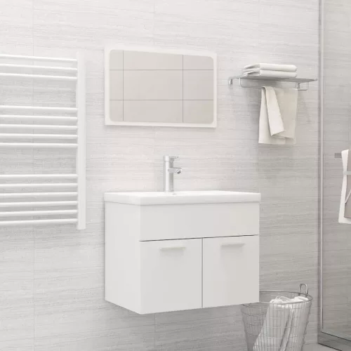 vidaXL 2 részes fehér szerelt fa fürdőszobai bútorszett