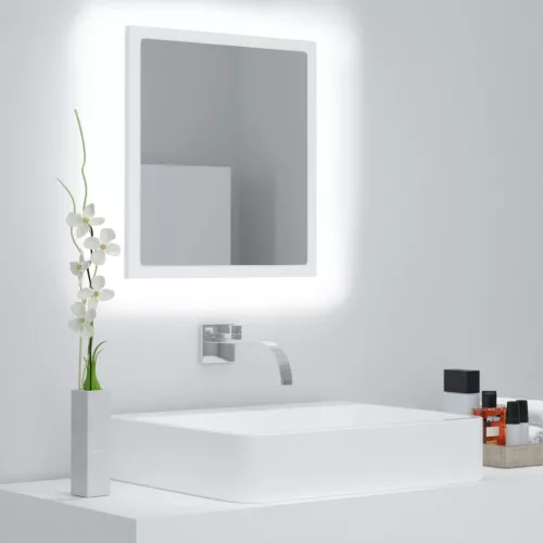 vidaXL fehér akril LED-es fürdőszobai tükör 40 x 8,5 x 37 cm