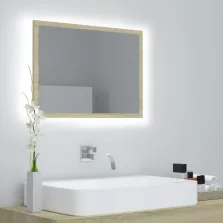   vidaXL sonoma tölgy akril LED-es fürdőszobai tükör 60x8,5x37 cm