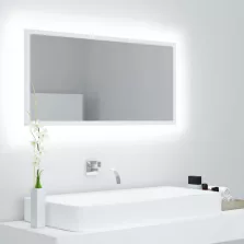   vidaXL fehér akril LED-es fürdőszobai tükör 90 x 8,5 x 37 cm