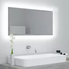   vidaXL betonszürke akril LED-es fürdőszobatükör 90x8,5x37 cm