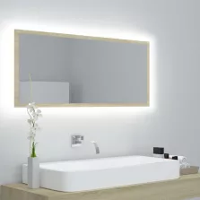   vidaXL sonoma tölgy akril LED-es fürdőszobai tükör 100x8,5x37 cm