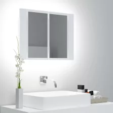   vidaXL fehér akril LED-es fürdőszobaszekrény tükörrel 60x12x45 cm