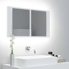   vidaXL fehér akril LED-es fürdőszobaszekrény tükörrel 80x12x45 cm