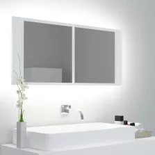   vidaXL fehér akril LED-es fürdőszobaszekrény tükörrel 100 x 12 x 45 cm