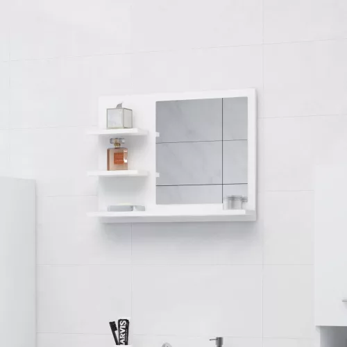 vidaXL fehér szerelt fa fürdőszobai tükör 60 x 10,5 x 45 cm
