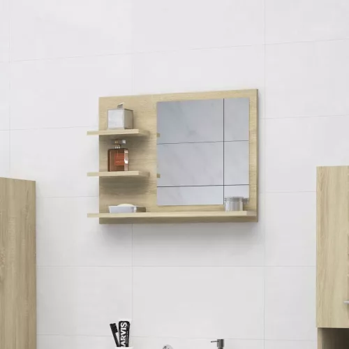 vidaXL sonoma tölgy színű szerelt fa fürdőszobai tükör 60x10,5x45 cm