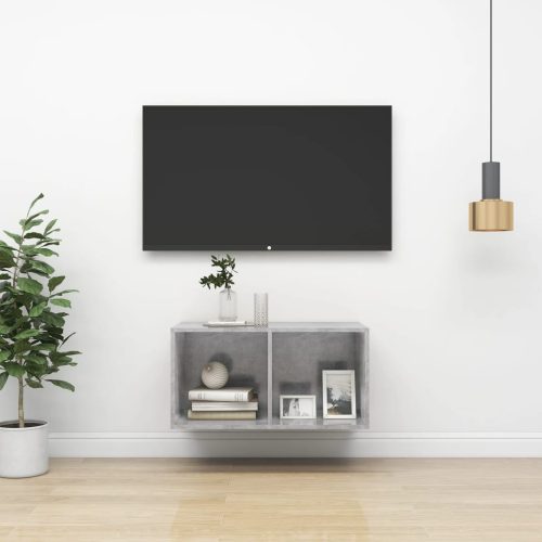 vidaXL betonszürke falra szerelhető forgácslap TV-szekrény 37x37x72 cm