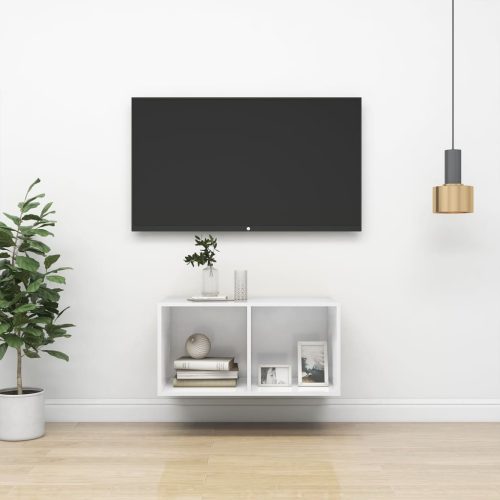 vidaXL magasfényű fehér forgácslap fali TV-szekrény 37 x 37 x 72 cm