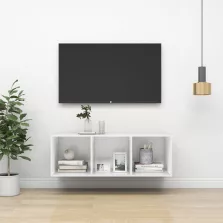   vidaXL fehér szerelt fa falra szerelhető TV-szekrény 37 x 37 x 107 cm