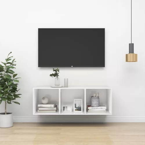 vidaXL fehér szerelt fa falra szerelhető TV-szekrény 37 x 37 x 107 cm