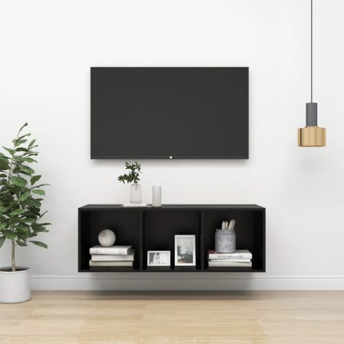 vidaXL fekete szerelt fa falra szerelhető TV-szekrény 37 x 37 x 107 cm