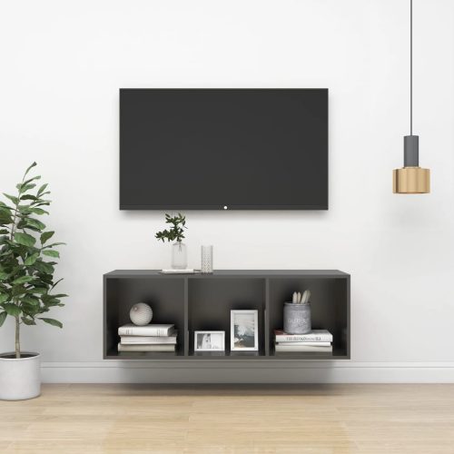 vidaXL szürke falra szerelhető forgácslap TV-szekrény 37 x 37 x 107 cm