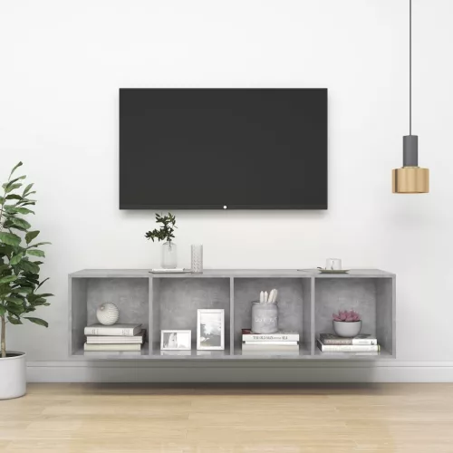 vidaXL betonszürke szerelt fa fali TV-szekrény 37x37x142,5 cm