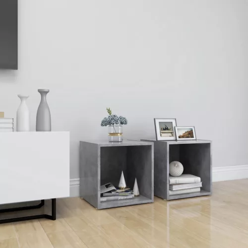 vidaXL 2 db betonszürke szerelt fa TV-szekrény 37 x 35 x 37 cm