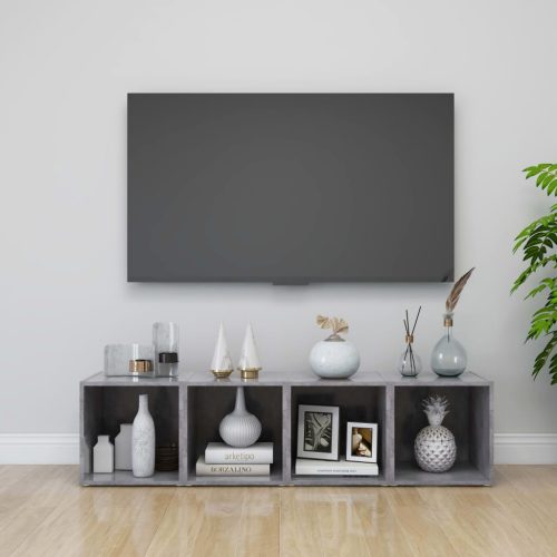 vidaXL 4 db betonszürke forgácslap TV-szekrény 37 x 35 x 37 cm