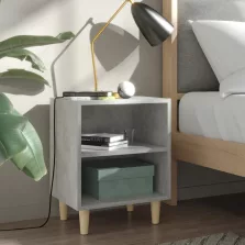   vidaXL 2 db betonszürke éjjeliszekrény tömör fa lábakkal 40x30x50 cm