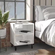   vidaXL 2 db magasfényű fehér éjjeliszekrény fém lábakkal 40x30x50 cm