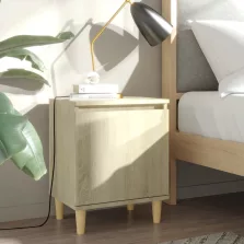   vidaXL 2 db tölgyszínű éjjeliszekrény tömör fa lábakkal 40x30x50 cm