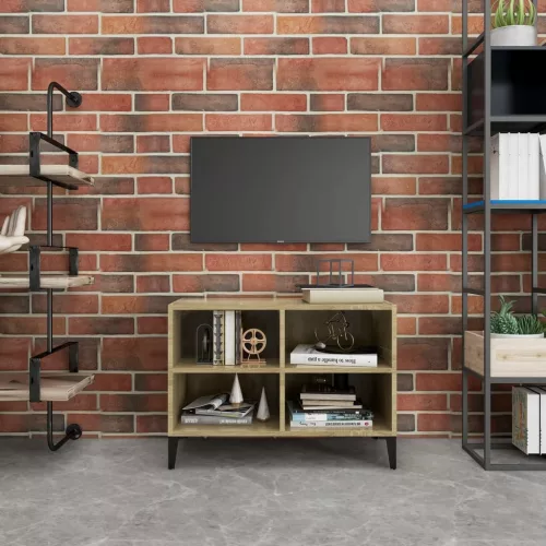 vidaXL sonoma tölgy színű TV-szekrény fémlábakkal 69,5 x 30 x 50 cm