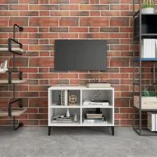   vidaXL magasfényű fehér TV-szekrény fémlábakkal 69,5 x 30 x 50 cm