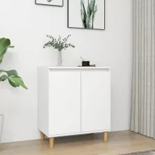   vidaXL fehér szerelt fa tálalószekrény tömör falábakkal 60x35x70 cm
