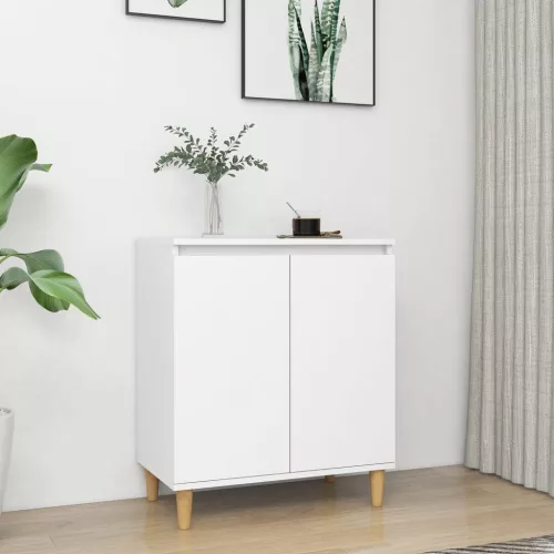 vidaXL fehér szerelt fa tálalószekrény tömör falábakkal 60x35x70 cm