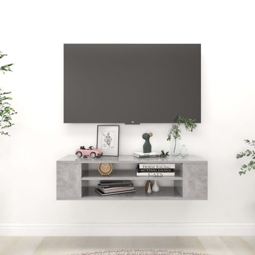 vidaXL betonszürke szerelt fa függő TV-szekrény 100 x 30 x 26,5 cm