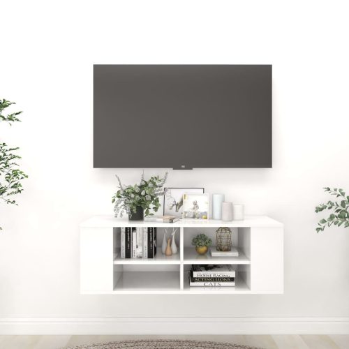 vidaXL magasfényű fehér falra szerelhető TV-szekrény 102 x 35 x 35 cm