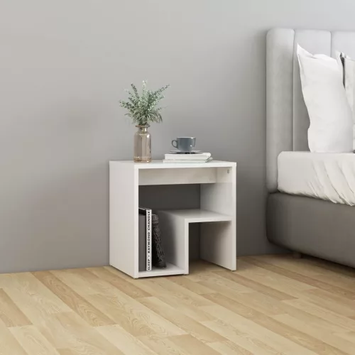 vidaXL magasfényű fehér szerelt fa éjjeliszekrény 40 x 30 x 40 cm