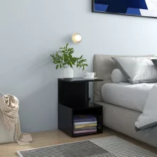vidaXL fekete szerelt fa éjjeliszekrény 35 x 35 x 55 cm