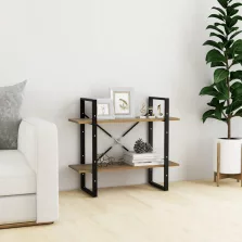   vidaXL kétszintes barna tömör fenyőfa könyvszekrény 80 x 30 x 70 cm