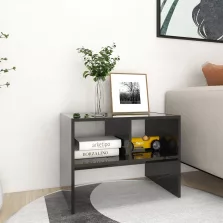   vidaXL magasfényű fekete forgácslap kisasztal 60 x 40 x 45 cm