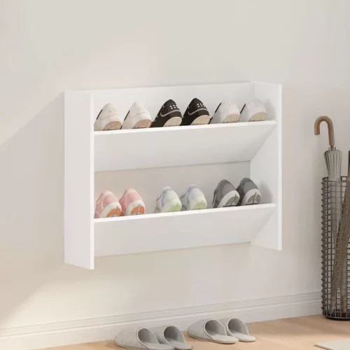 vidaXL fehér szerelt fa fali cipősszekrény 80 x 18 x 60 cm