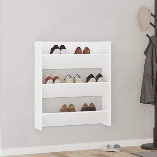 vidaXL fehér szerelt fa fali cipősszekrény 80 x 18 x 90 cm