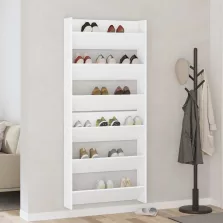   vidaXL 2 db fehér forgácslap fali cipősszekrény 80 x 18 x 90 cm