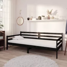 vidaXL fekete tömör fenyőfa kanapéágy 90 x 200 cm