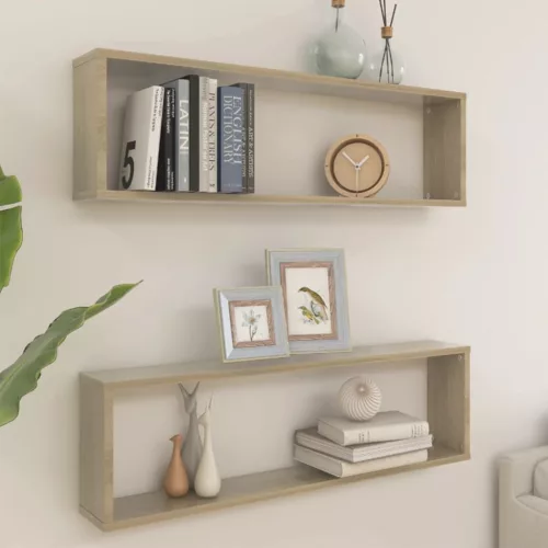 vidaXL 2 db sonoma tölgy színű szerelt fa fali polc 100 x 15 x 30 cm
